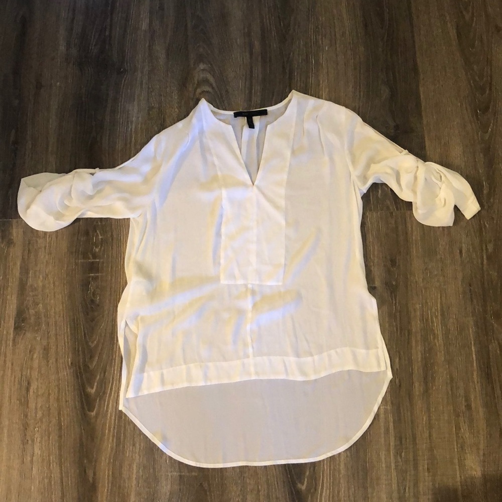 BCBGMAXAZRIA sheer white blouse